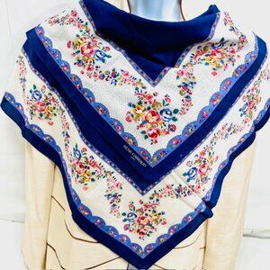 Unused- PARIS RENE GARRAUD Cotton 33"  White Blue Purple Orange Pink Floral  (15